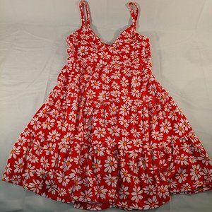 Hollister Red Daisy Sundress Ruffle Dress Sleeveless Floral Flower Women Small S